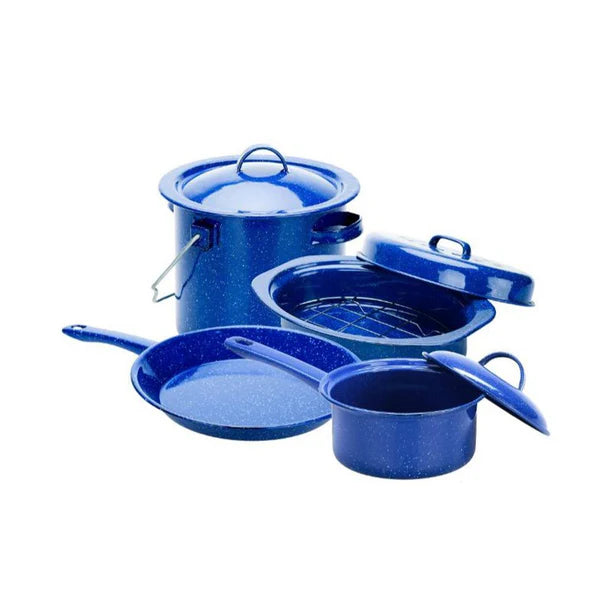 Oztrail enamel campsite cookset 4 piece set