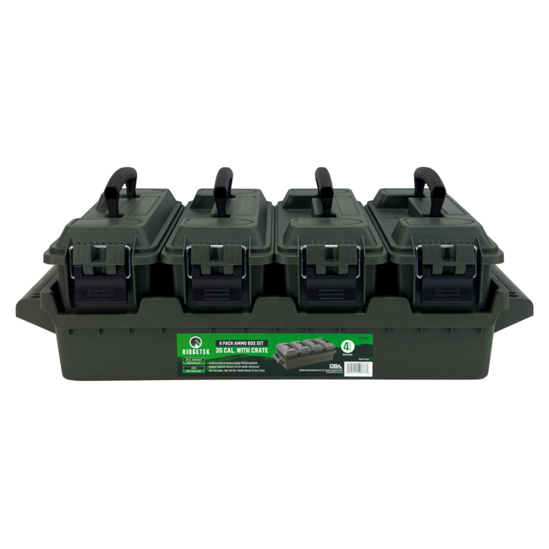 Ridgetek 4-Box .30 cal Ammo OD Green Including Padlock