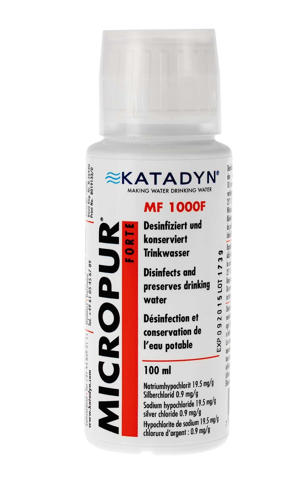 Water Purification Tablets -Micropur Forte MF1000F 1 Bottle 100ml/1000L