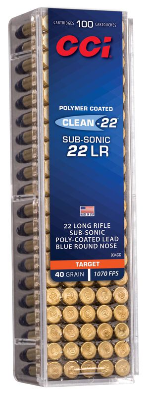 CCI Clean-22, 22 LR, 40 Grain, Lead Round Nose, 1070 fps 100pk