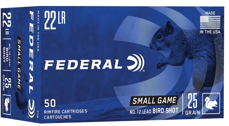 Federal Small Game (Bird/Rat shot), 22 LR, 25 Grain, #12 Shot 50pk