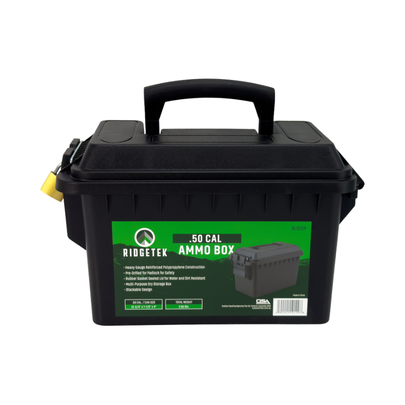 Ridgetek .50Cal Ammo Box Black Inc Padlock