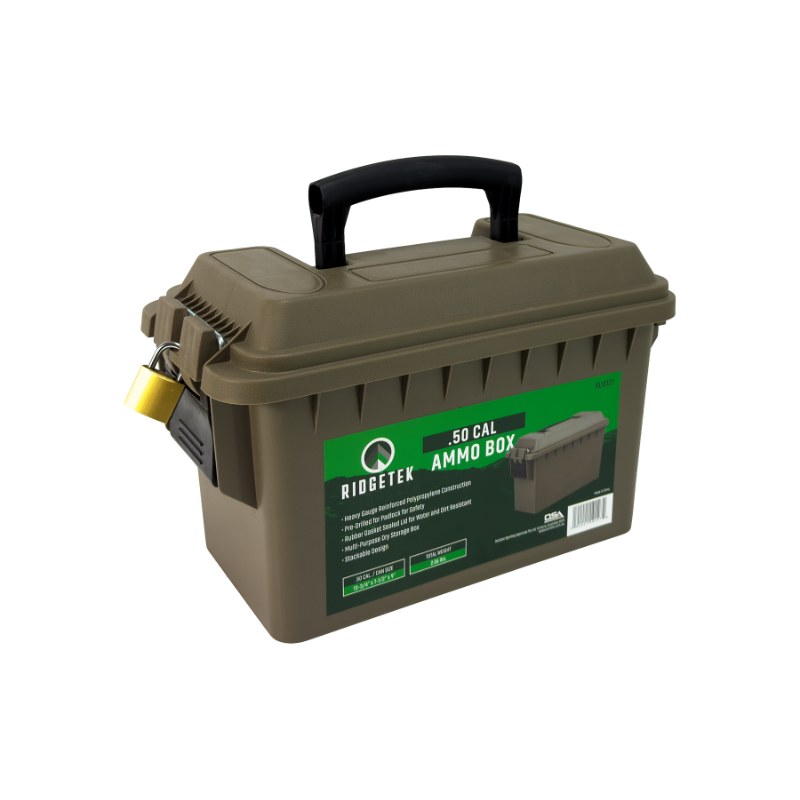 Ridgetek .50Cal Ammo Box Black Inc Padlock