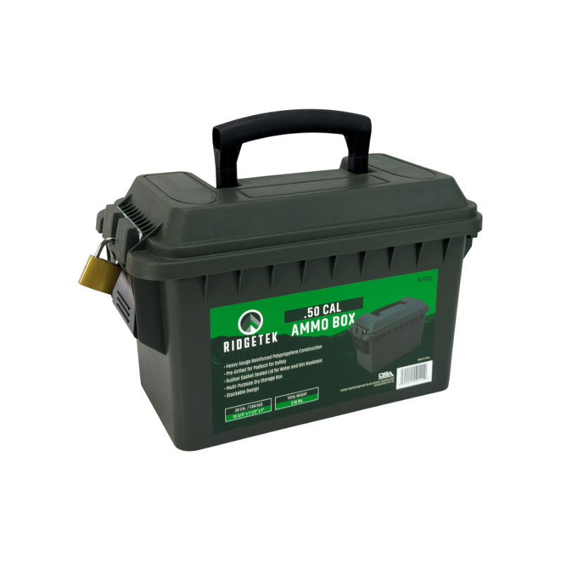 Ridgetek .50Cal Ammo Box Black Inc Padlock