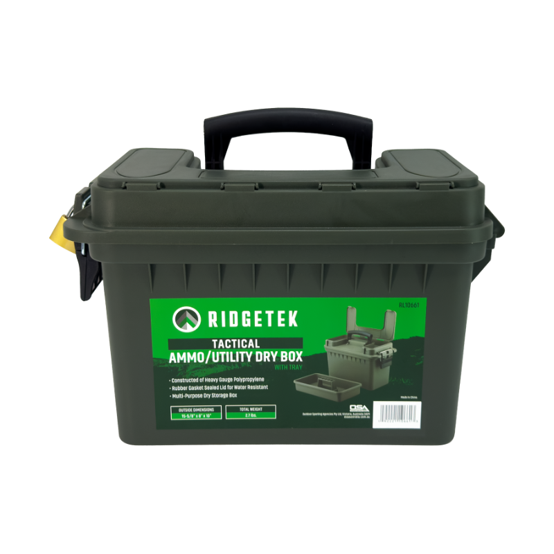 Ridgetek Utility Dry Storage Box w/Tray OD Green (Inc Padlock)