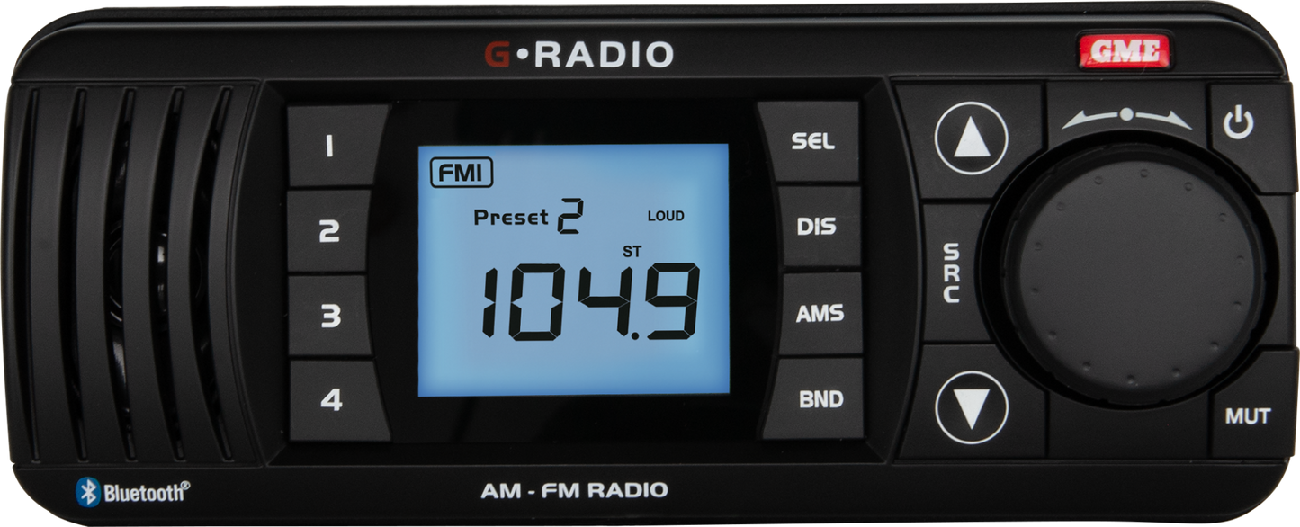 GR300BT- Bluetooth AM/FM Marine Stereo - Black