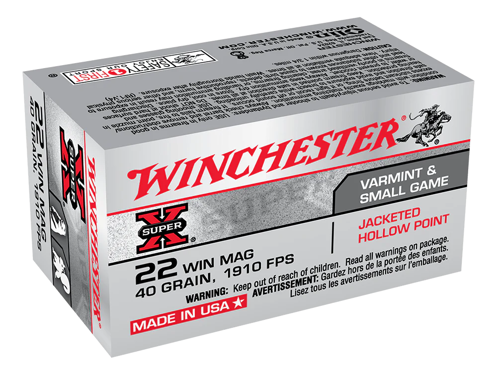 Winchester Super X Jacketed Hollow Point 22 WMR (Mag) 40gr 50pk