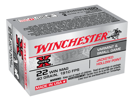Winchester Super X Jacketed Hollow Point 22 WMR (Mag) 40gr 50pk